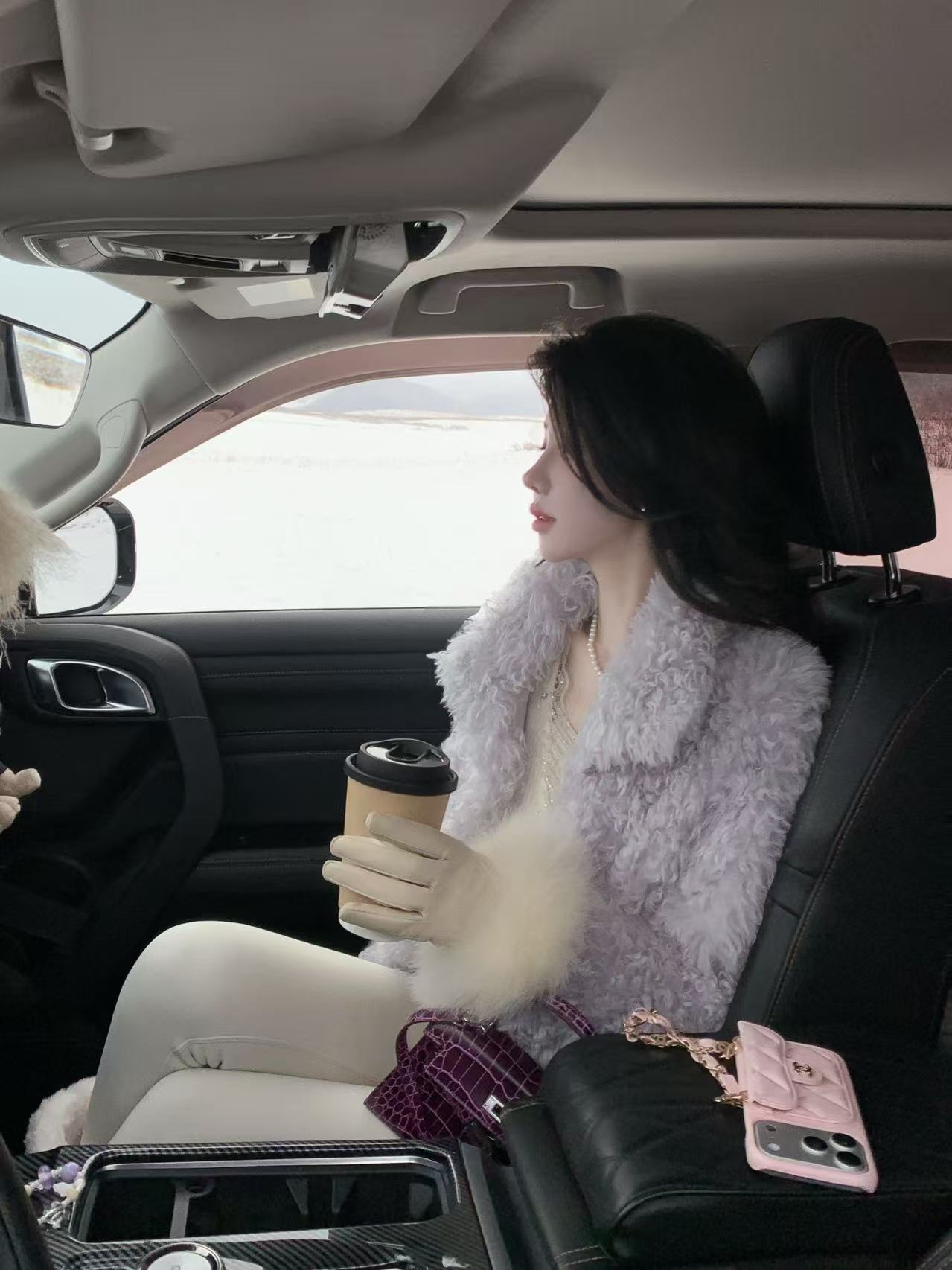 【雅乔定制】白雪紫罗兰 进口美杜莎绵羊皮毛一体外套DYDD-25070122