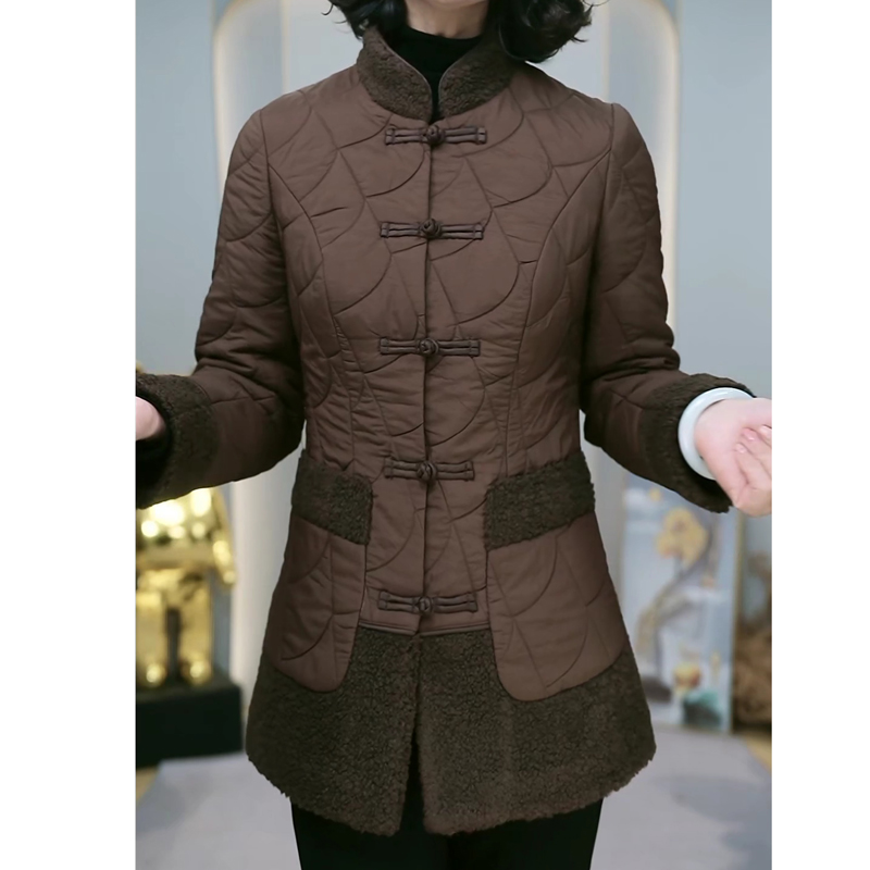 洋气妈妈装新中式复古轻便保暖小棉袄外套女士加厚保暖棉衣棉服