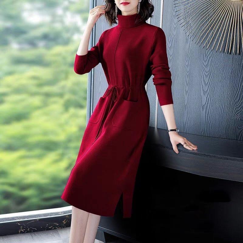 秋冬中长款加厚高领针织毛衣打底显瘦气质长袖时尚洋气韩版女士毛