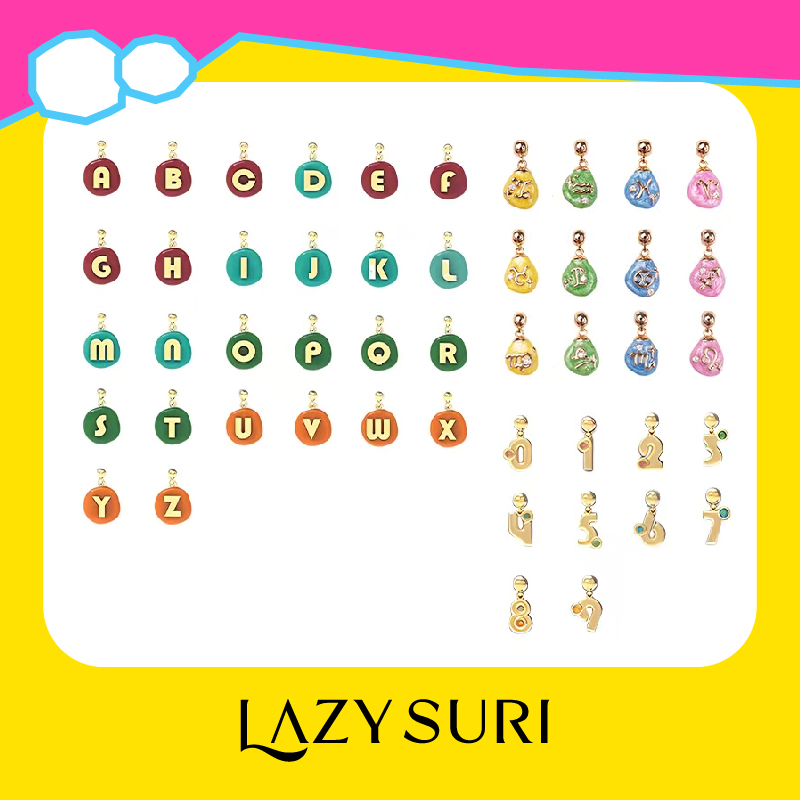 铜合金项链 LAZYSURI字母糖豆吊坠 星座 数字 生肖 发财 吊坠项链