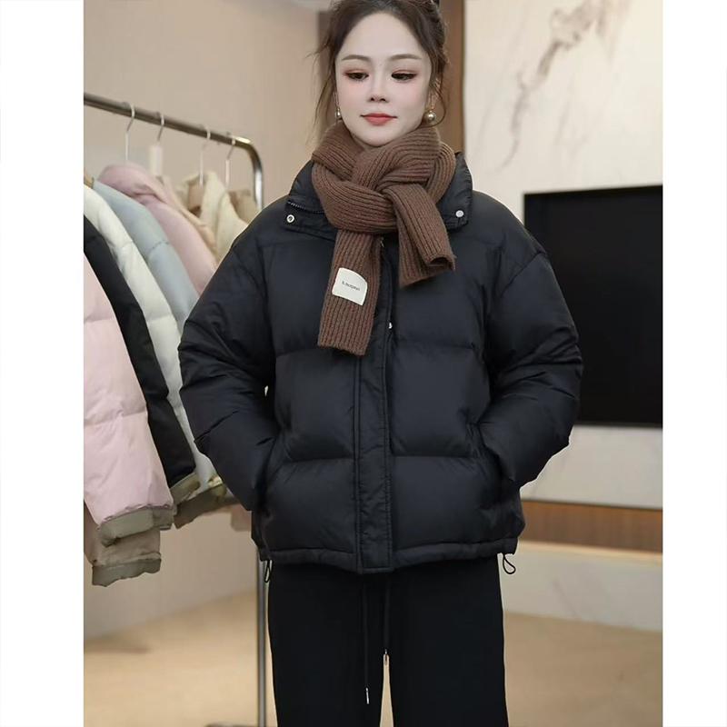 美式短款加厚黑色棉服外套女2024冬季新款爆款小个子立领棉衣棉袄