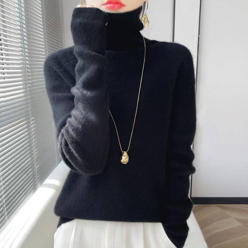 秋冬新款堆堆领女针织衫高领时尚百搭毛衫