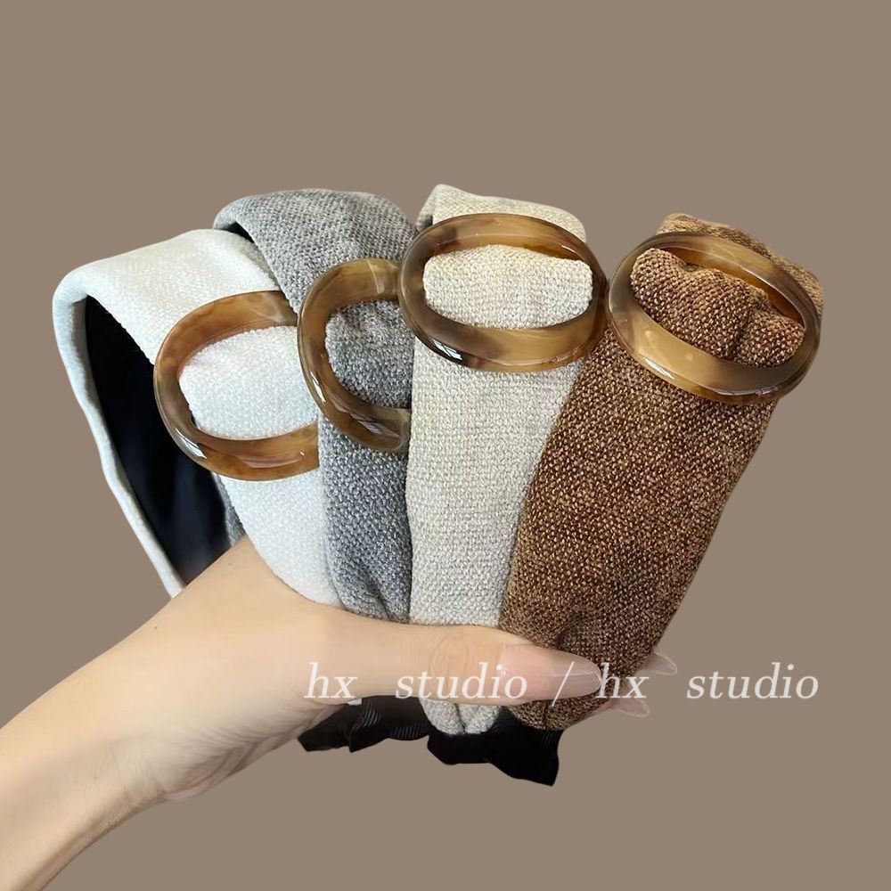 美拉德圆环宽边绒面发箍女高级感洋气时尚头箍日常外戴复古发饰品