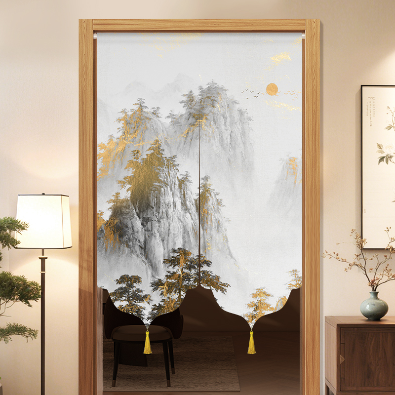 新中式门帘隔断帘卧室厨房遮挡帘客厅玄关布帘卫生间厕所遮光帘子