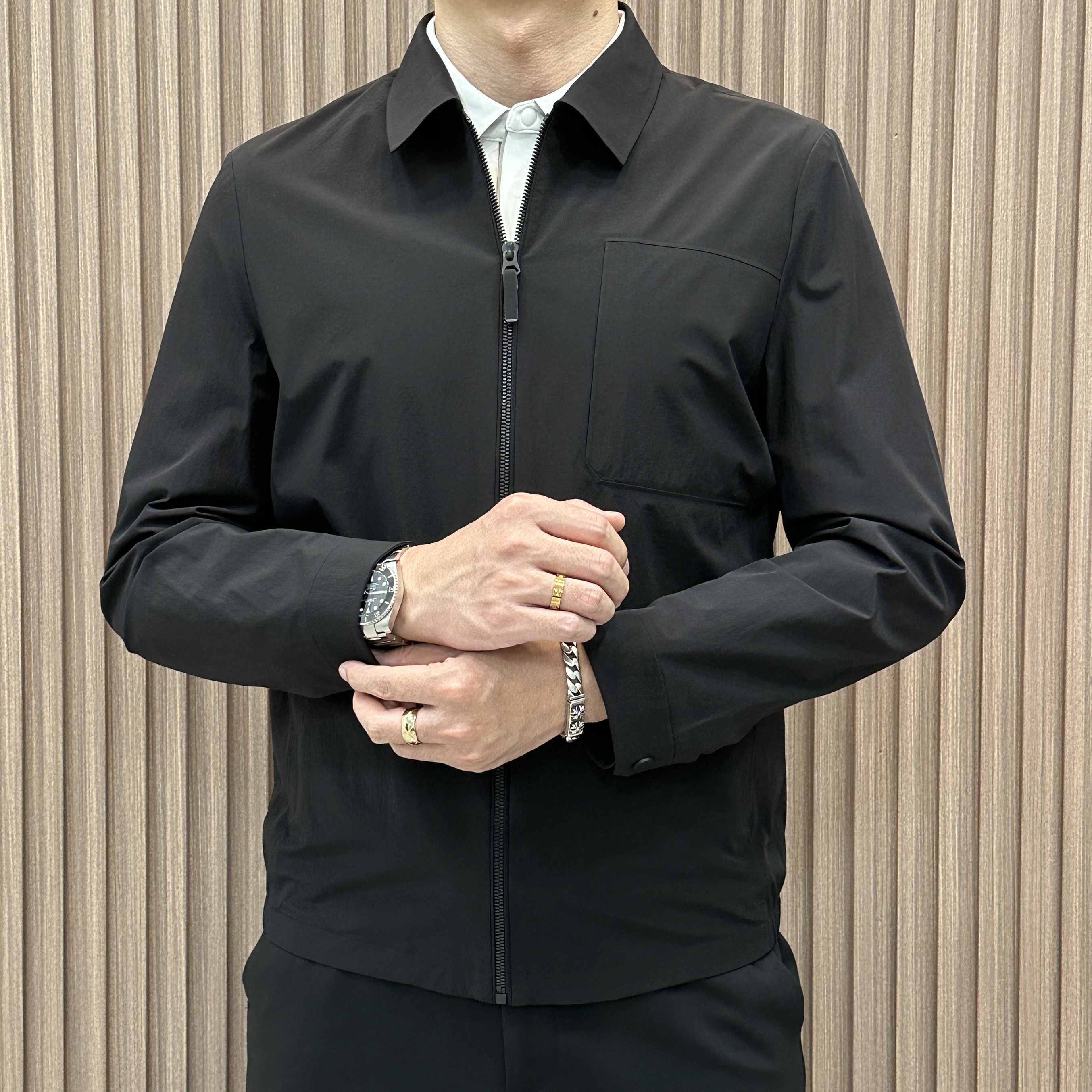 【永墨亦】男士高级感百搭时尚翻领简约修身商务商务行政夹克018