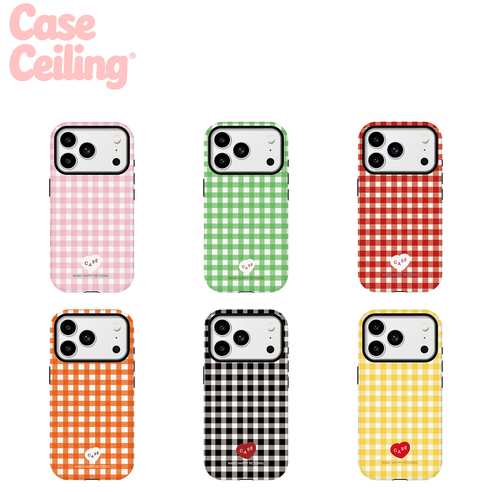 Caseceiling爱心格子韩国进口菲林二合一适用苹果1716pro手机壳