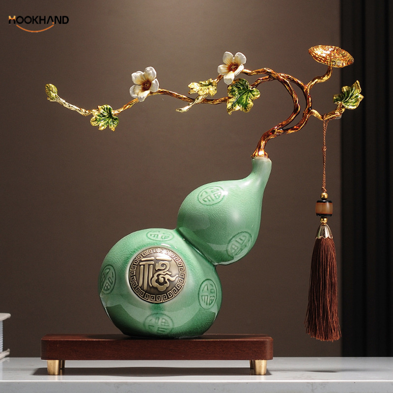 新中式招财葫芦摆件高档客厅酒柜电视柜博古架装饰品乔迁新居礼品
