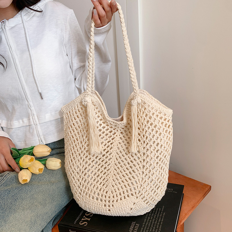 编织包手工包钩织托特包流苏单肩包手提包针织包包包早春