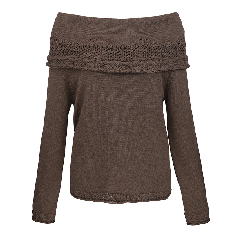 JUNGLE ME秋季一字领复古气质女士时尚修身针织上衣设计师款