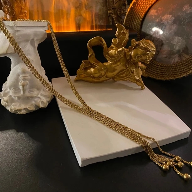 钛钢项链 钛钢项链 LARVINA法式复古Y型轻奢项链