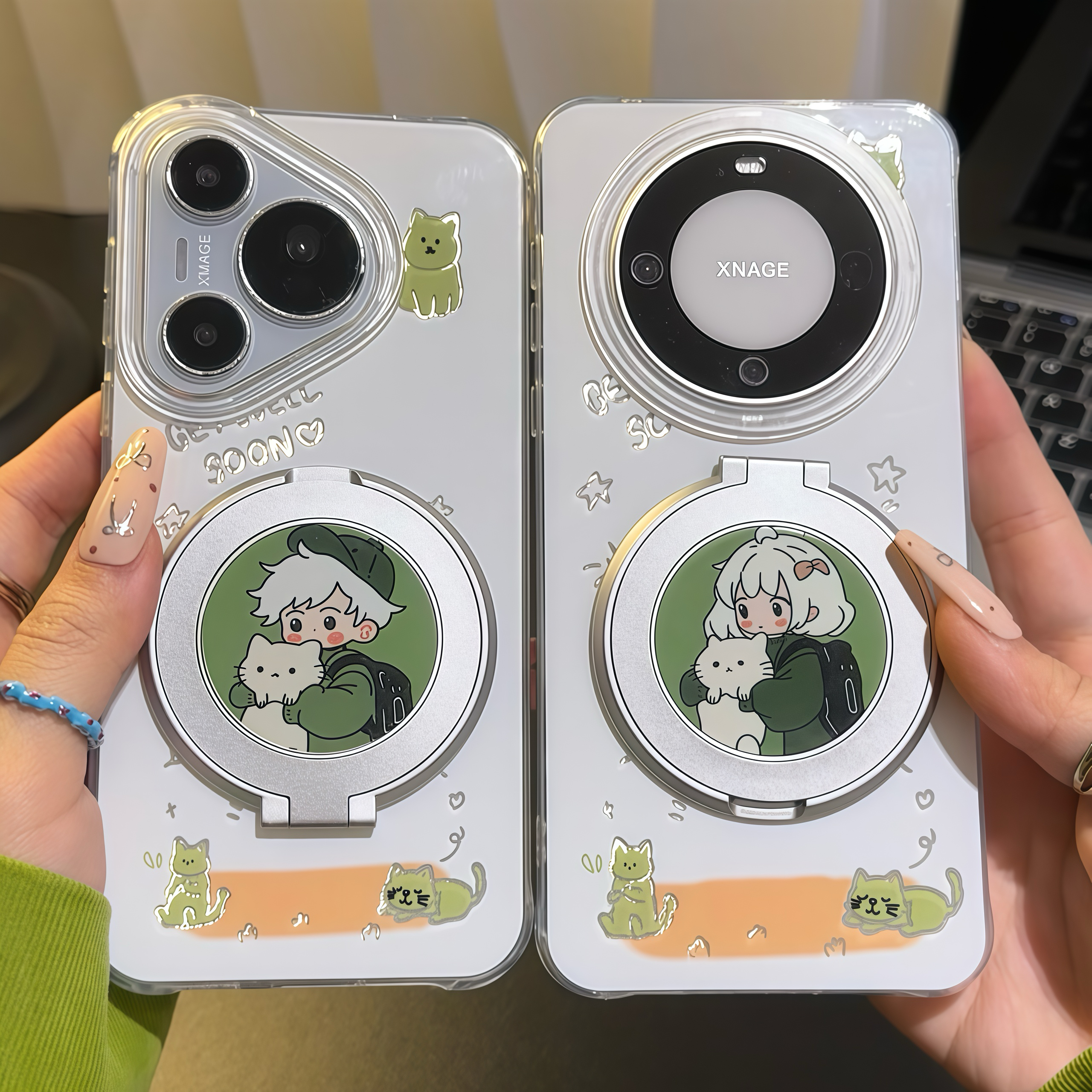 BANCA夏日森林情侣支架适用苹果VIVO华为OPPO小米14iPhone15/16手