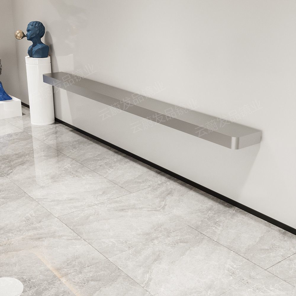 网红美发店不锈钢台面横挂理发店镜台发廊专用壁挂单面镜子剪发