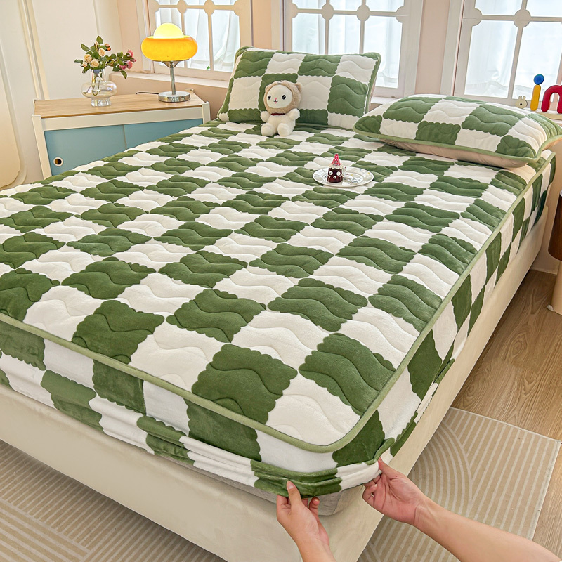 A类牛奶绒床笠单件冬季加绒加厚珊瑚绒夹棉床垫套保护罩1.8米×2米
