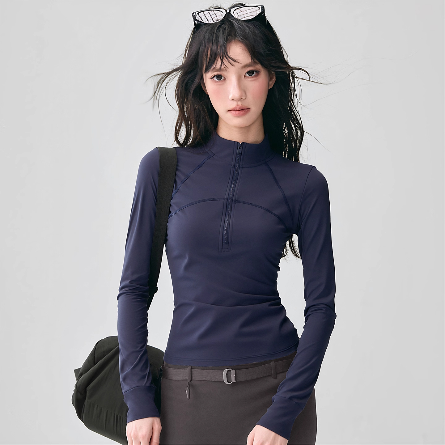 瑜伽服女紧身显瘦运动长袖专业普拉提外套训练半拉链上衣秋冬新款