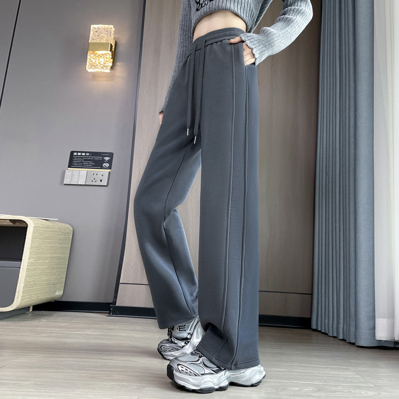 休闲运动窄版阔腿裤女春秋冬季直筒卫裤香蕉裤子九分高腰2025新款