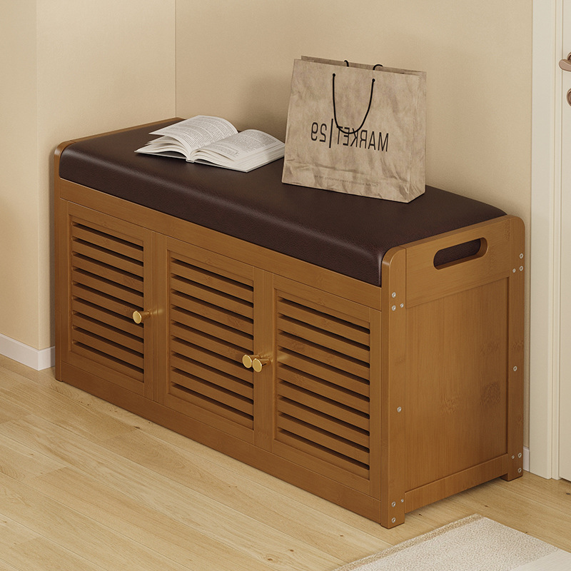 换鞋凳软包带门家用门口简易鞋架客厅多功能鞋柜坐凳一体防尘卡座