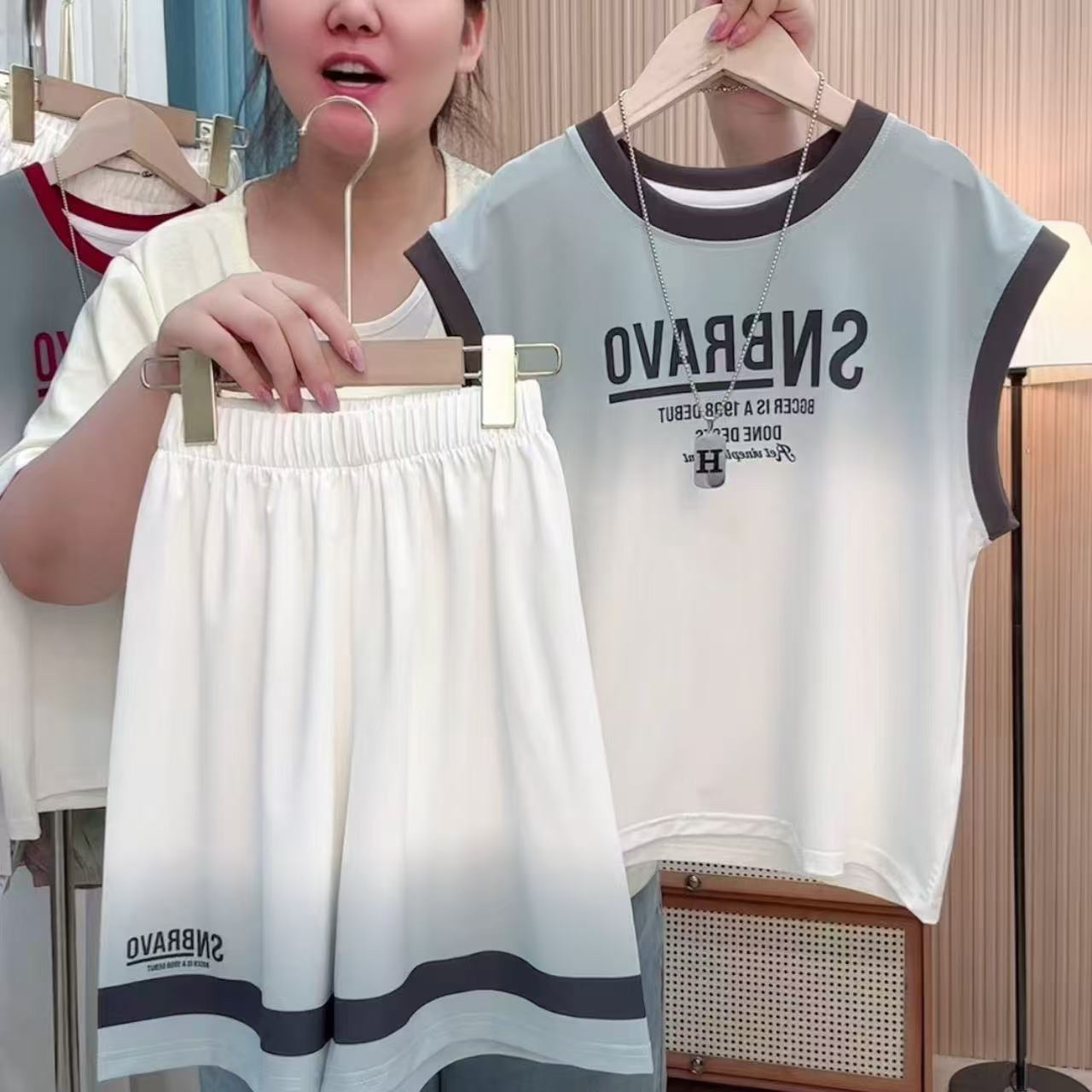 【冰感两件套】触身即凉中大童夏季男童运动宽松篮球服背心短裤