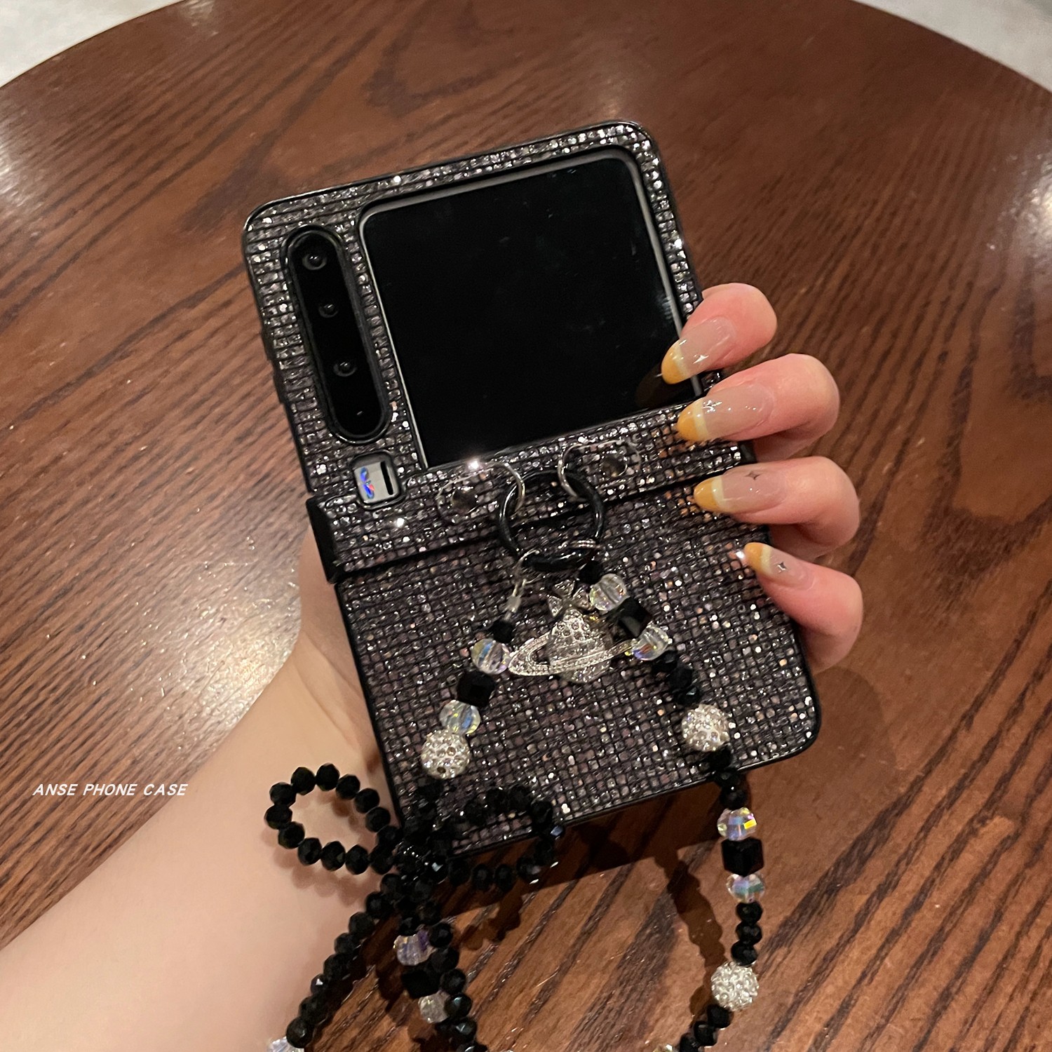 适用华为purax阔折叠屏手机壳小碎钻西太后pocket2新款中轴全包