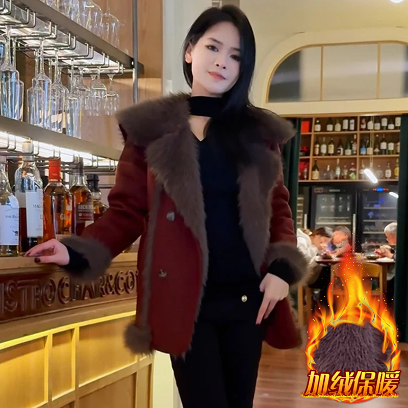 2025年冬季新款时尚百搭皮毛一体加厚保暖毛毛外套女气质轻奢大衣