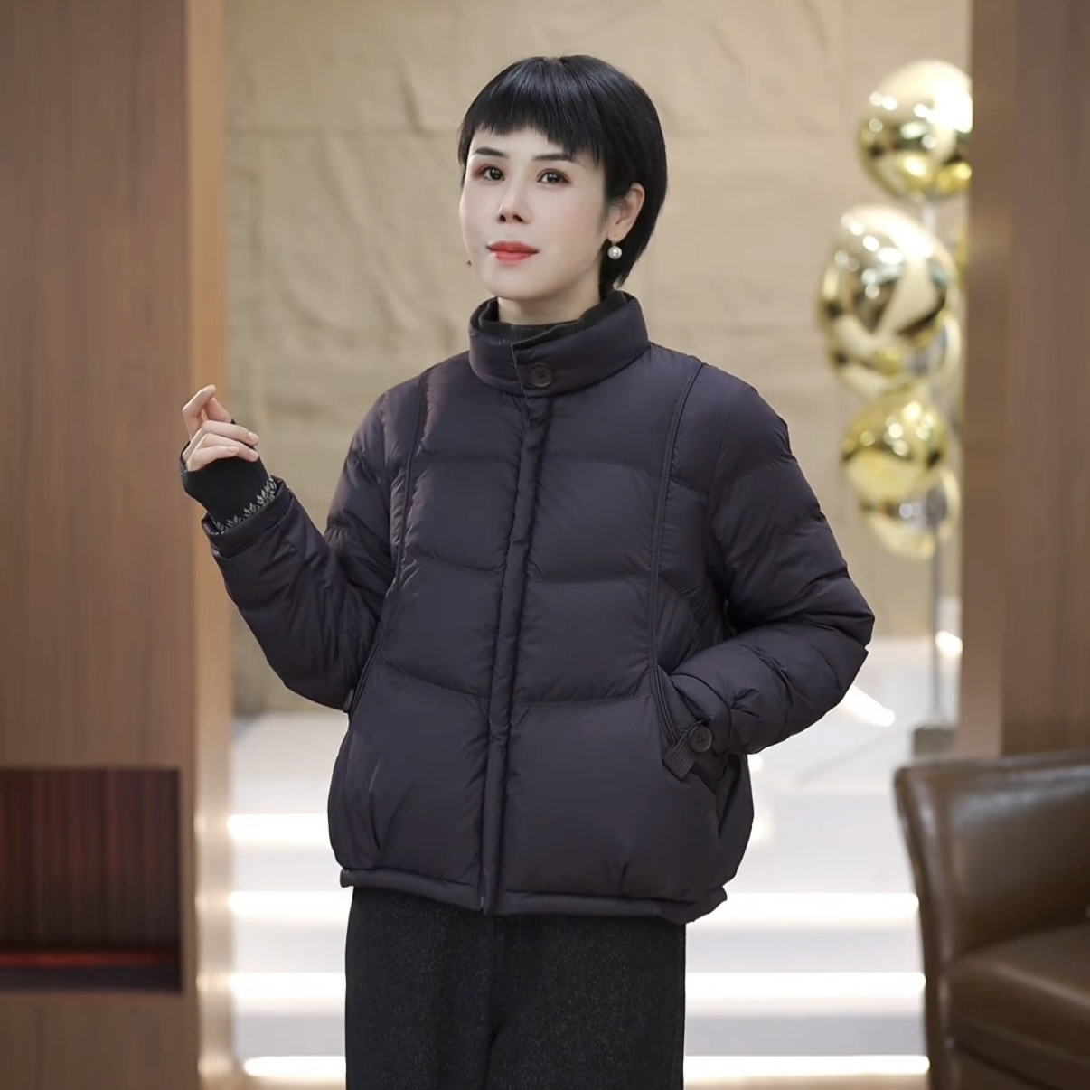 【渲渲推荐】QQ-062冬季时尚立领分割线羽绒服