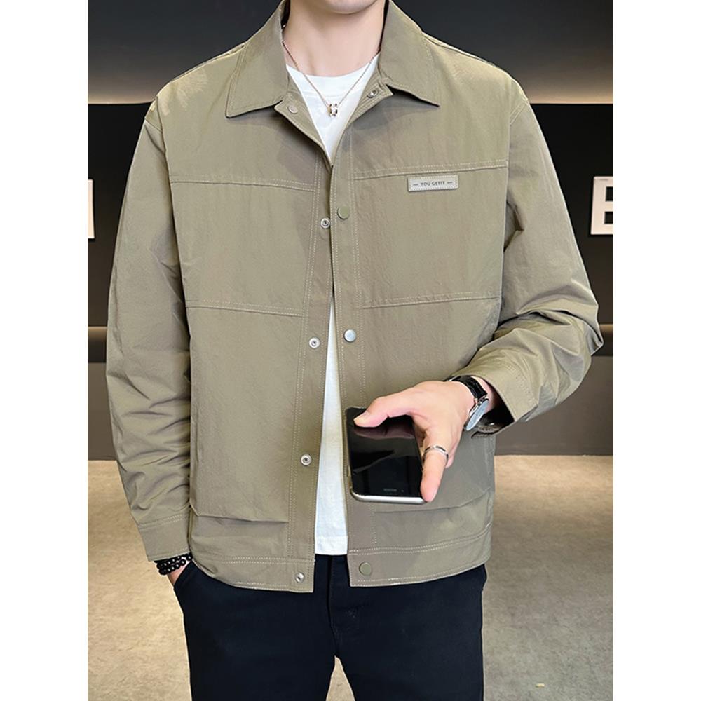 男士外套春秋季2025新款潮牌高级感痞帅衣服男款翻领休闲夹克上衣