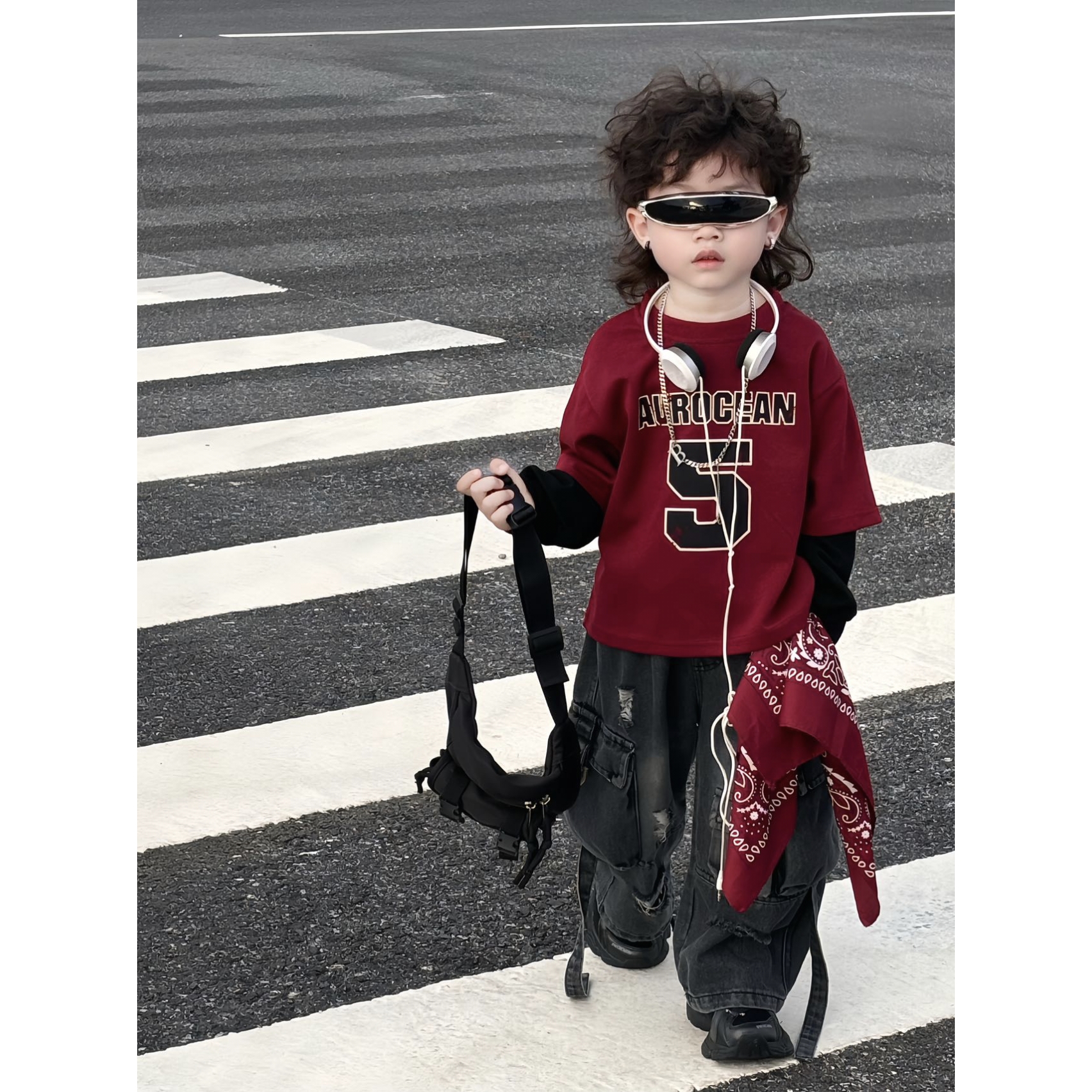 男童套装2025秋装新款韩版儿童宝宝拼色卫衣牛仔工装两件套潮SZ