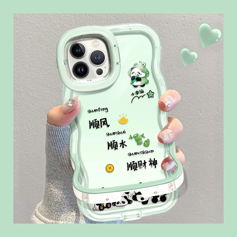 大熊猫适用于苹果/华为/OPPO/VIVO/小米手机壳双支架防摔时尚女款