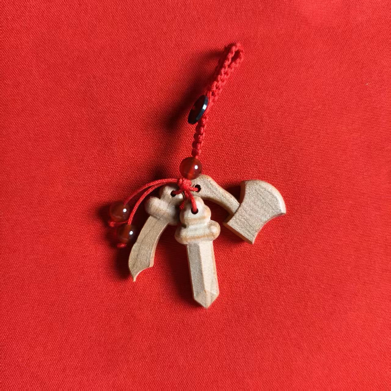 【桃木刀剑斧组合】正宗沂蒙山桃木制做工艺品儿童创意老虎钥匙挂件