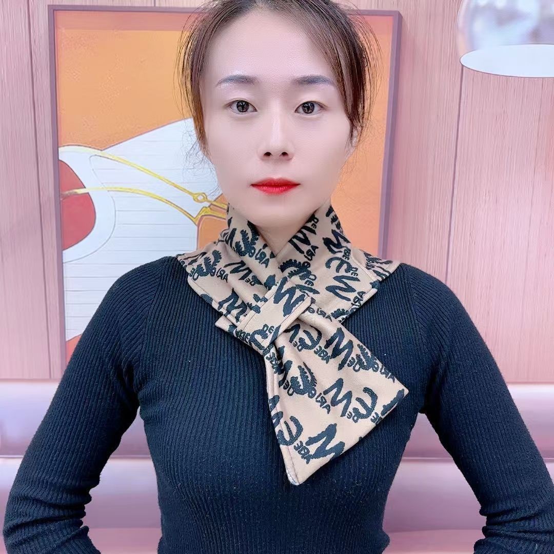 2025年新款德绒护丝巾护颈加长护颈保暖长方形围脖头巾围巾披JKS
