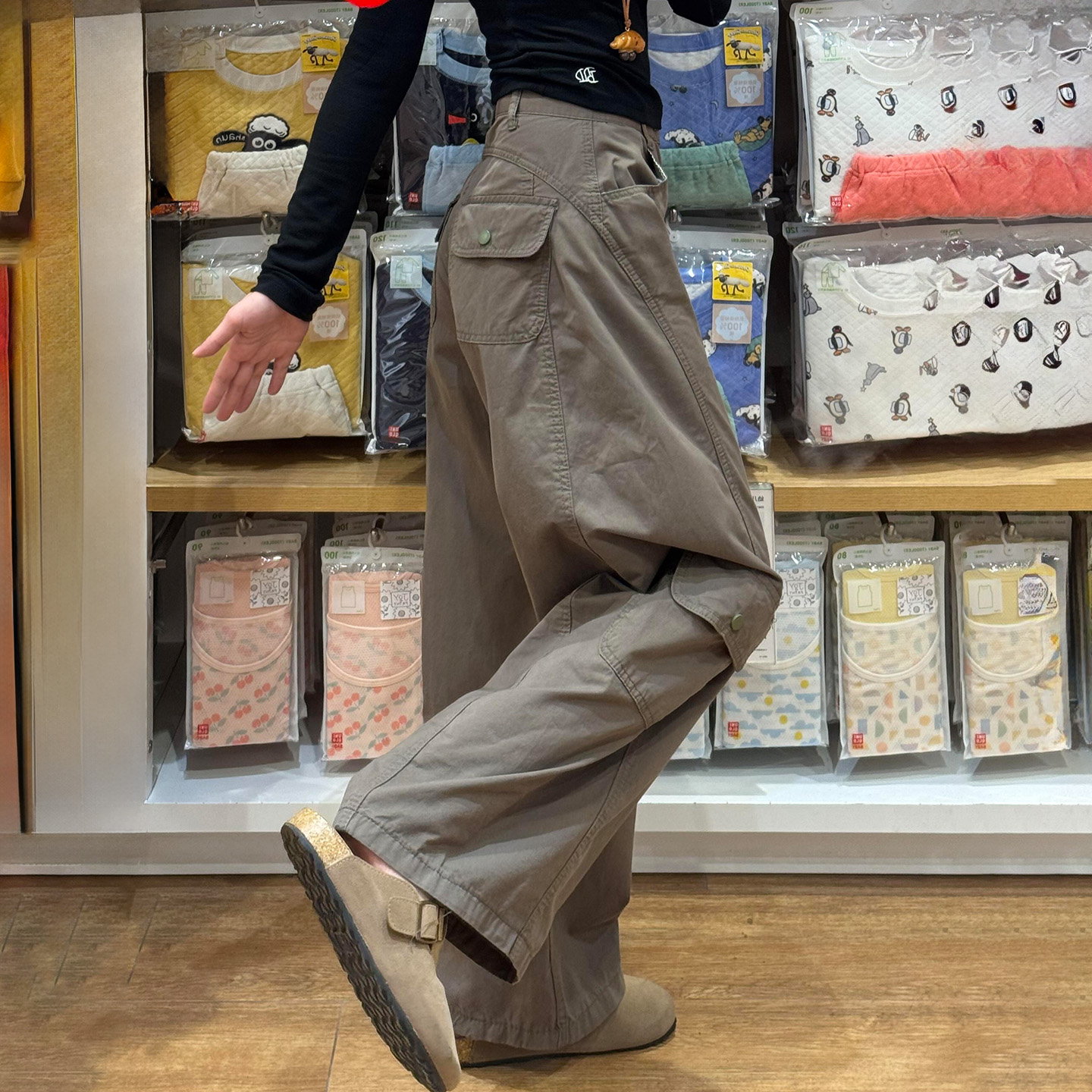 梨型身材美式工装裤女秋季新款多口袋复古休闲阔腿宽松直筒牛仔裤