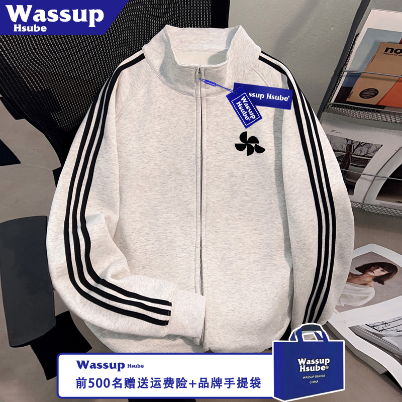 WASSUP HSUBE风车图案印花外套秋冬季立领设计开衫男女款拉链卫衣