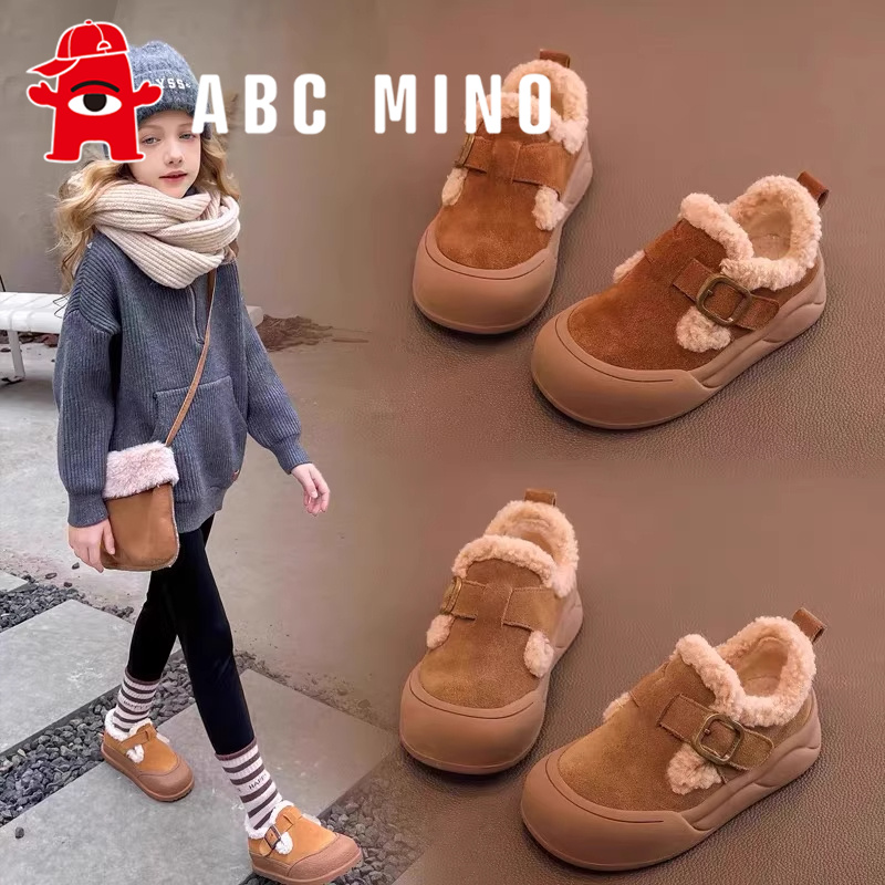 ABC MINO女童鞋子儿童冬季二棉鞋雪地靴加绒勃肯宝宝毛毛中大童鞋