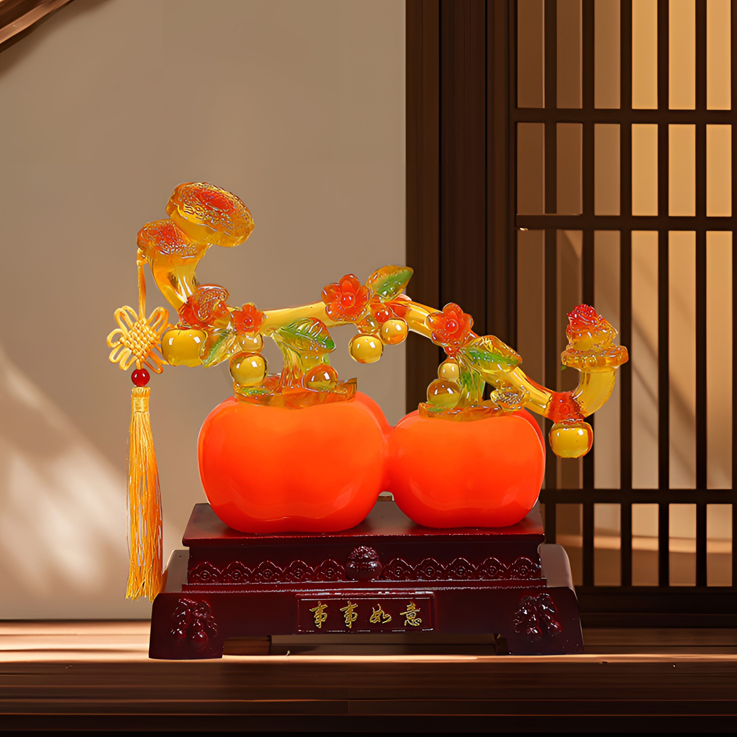 柿柿如意办公室客厅博古架卧室书房桌面家具饰品摆件手工高档玄关
