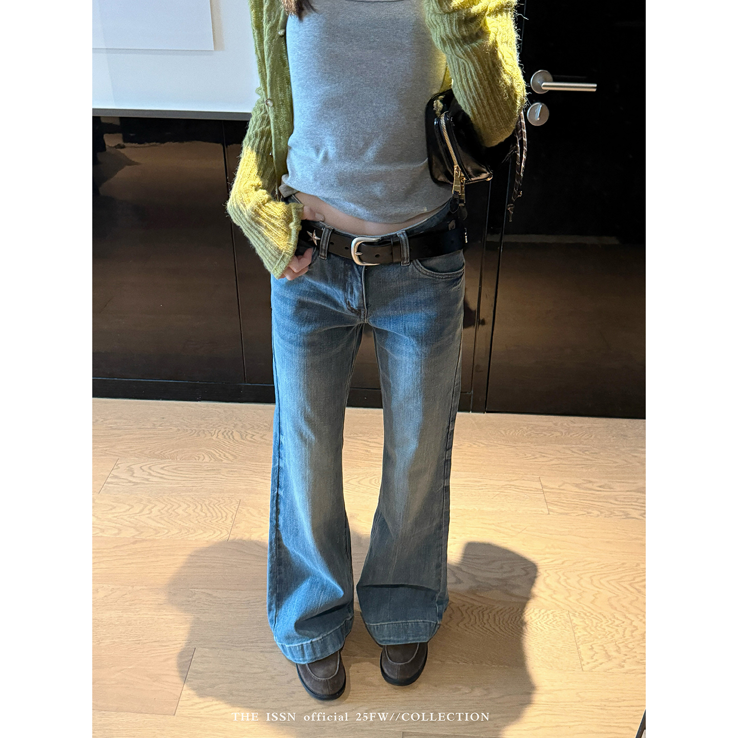 THEISSN宁司 水洗直筒牛仔裤女早秋休闲百搭显瘦裤子  01180