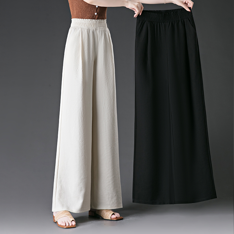 白色阔腿裤女夏季薄款2025新款高腰显瘦宽松垂感直筒裤亚麻休闲裤