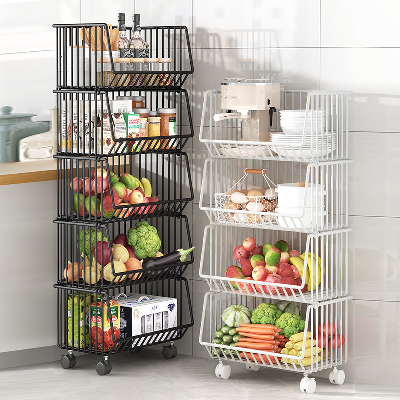 放菜架子厨房置物架落地水果蔬菜架菜篮子卧室储物架零食收纳架子
