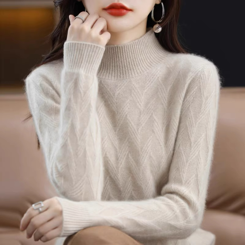 100%纯羊绒衫女半高领加厚保暖毛衣2026秋冬季宽松内搭针织打底衫