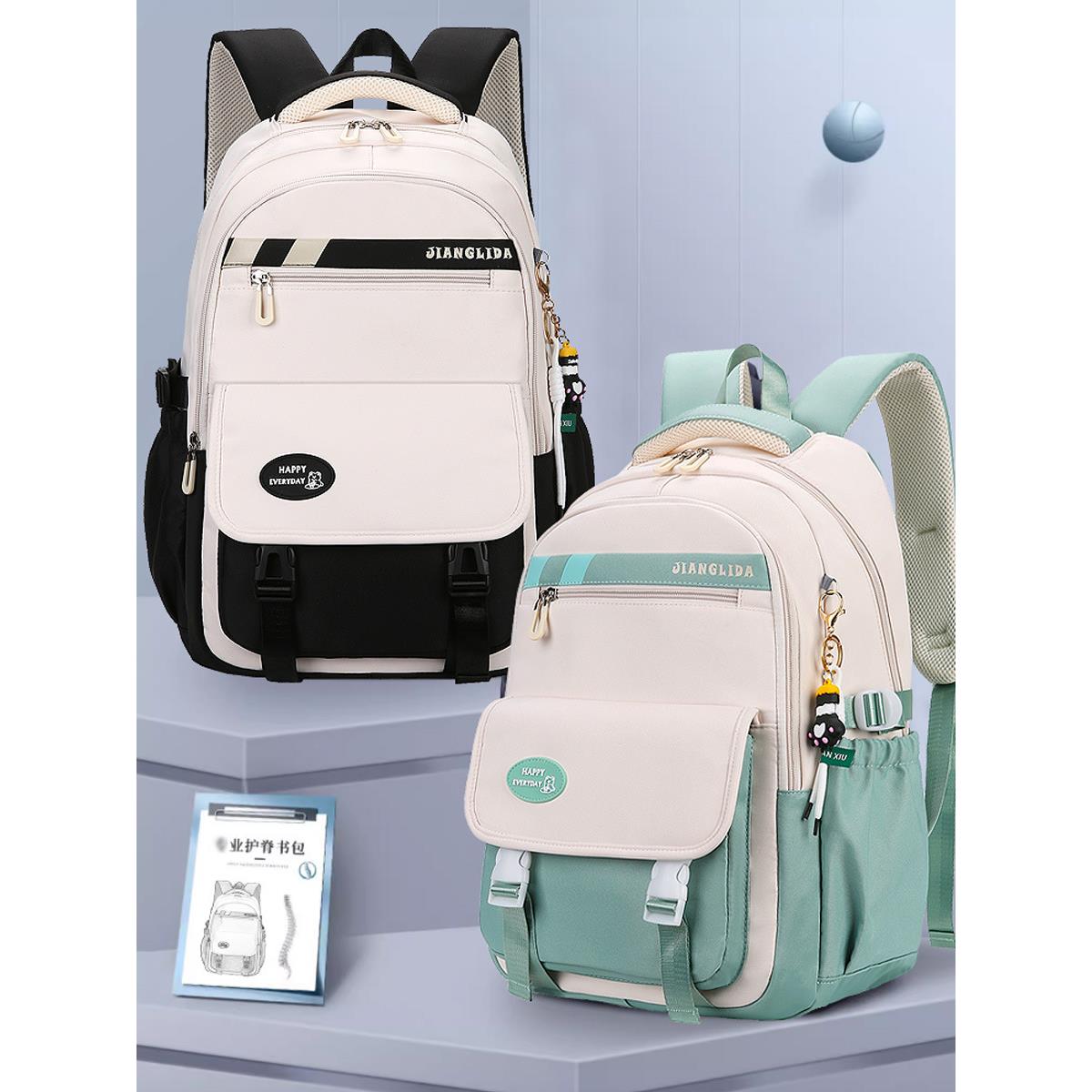 潮高中生双肩包学院风女生书包中学生ins高质量大容量初中生书包