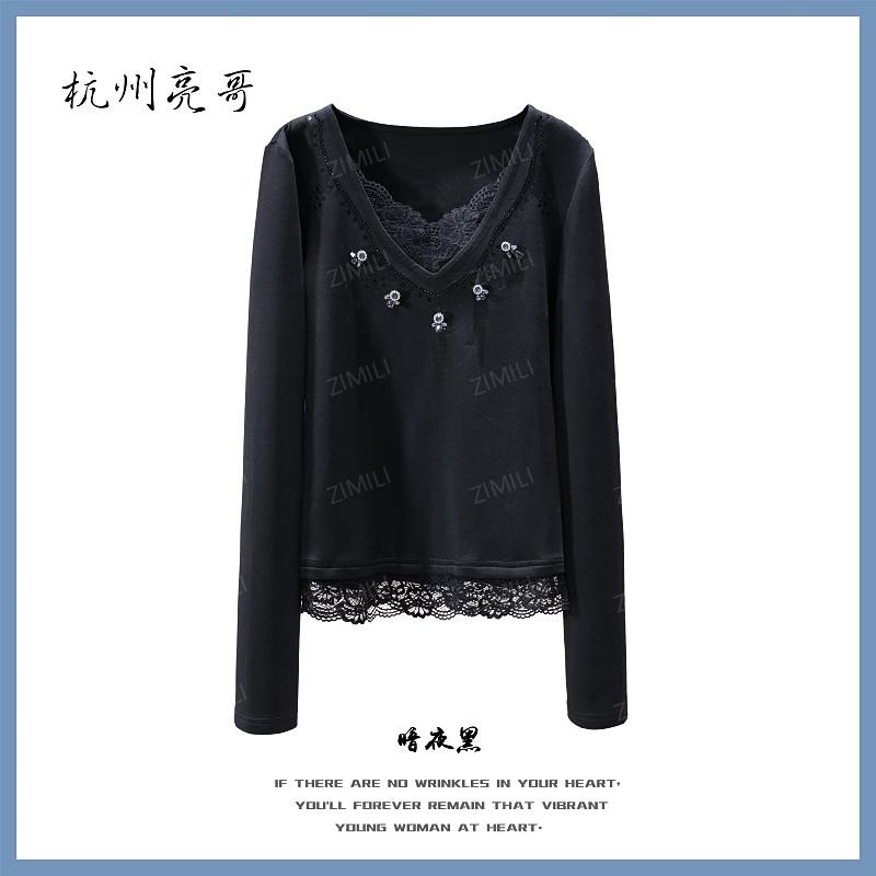 【亮哥女装】2025冬季新品《星辰系列》黑色高弹显瘦打底上衣26055-B3