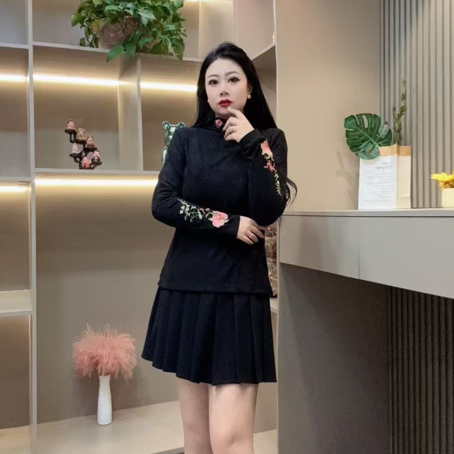 冬季小衫-丫 5969时尚重工艺印花潮流打底显瘦胖MM大码女装新款