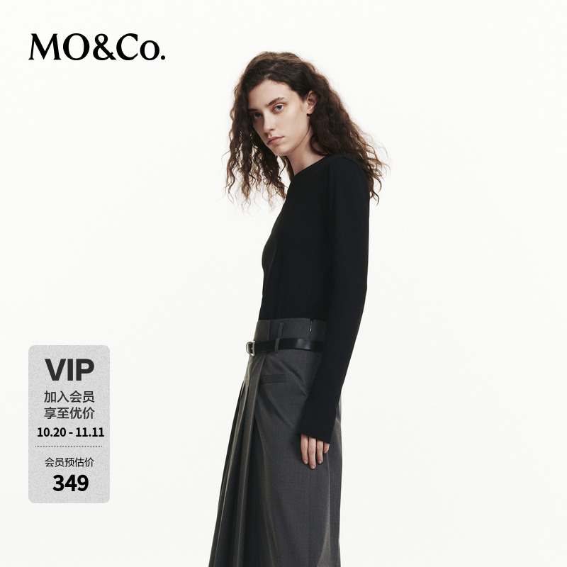 MOCO秋季M LOGO棉质圆领长袖T恤MBD3TEEK01