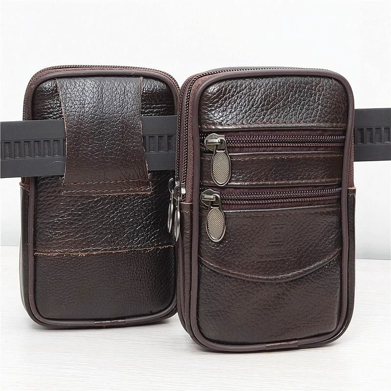 裤腰带真皮钱包手机包老年人装手机的腰包爷爷爸爸用穿皮带