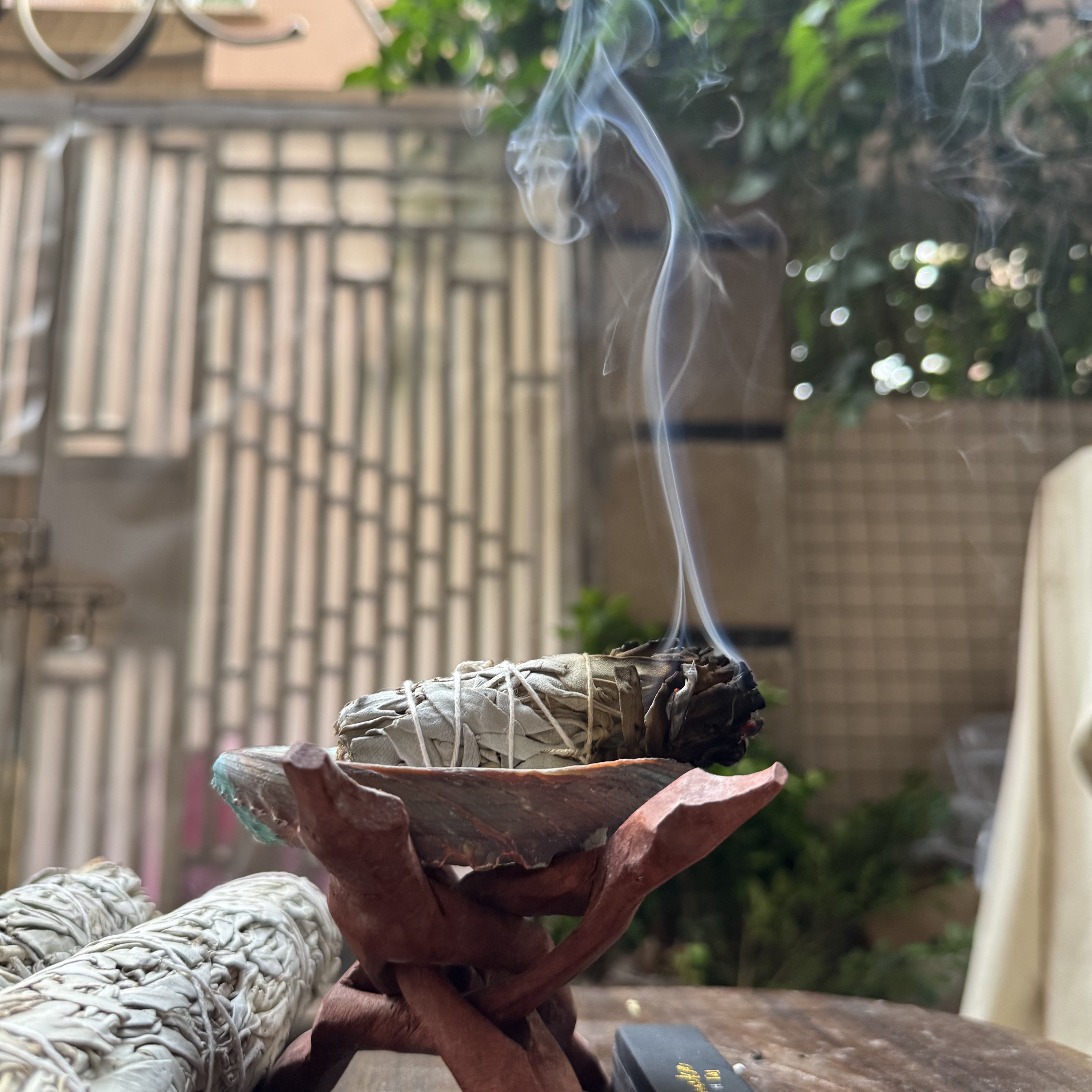 白鼠尾草盛器香薰工具鲍鱼贝壳红鼎支架家用瑜伽冥想仪式感套装