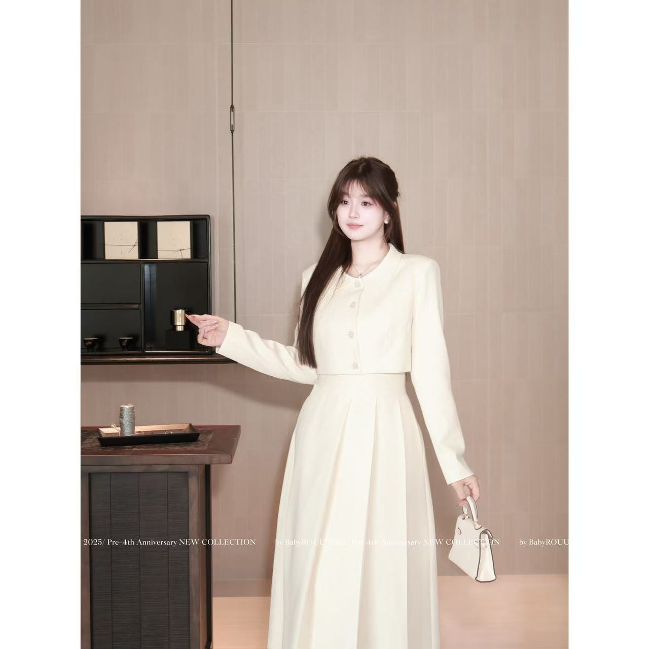 【京洛佳人】温与柔许妍千金感穿搭高知小香高腰裙套装