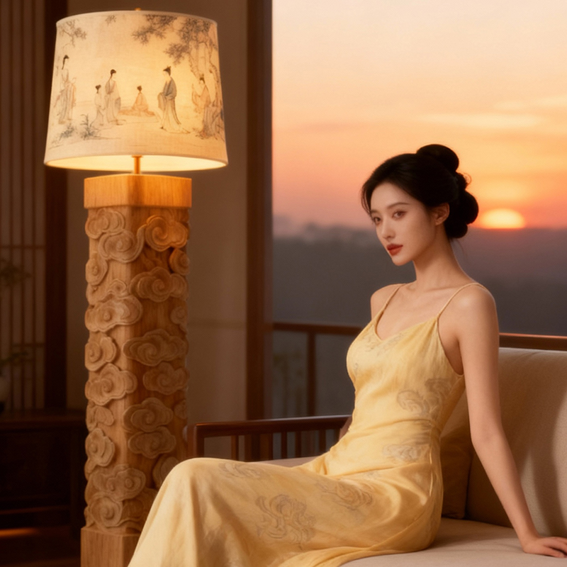 宋式美灯具装饰落地灯古风客厅卧室木雕创意书房氛围网红护眼台灯