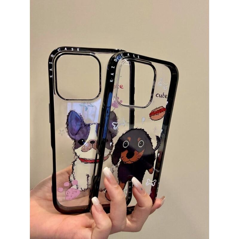 韩系ins热狗粉色爪印可爱小狗适用iphone16promax苹果15pro手机壳