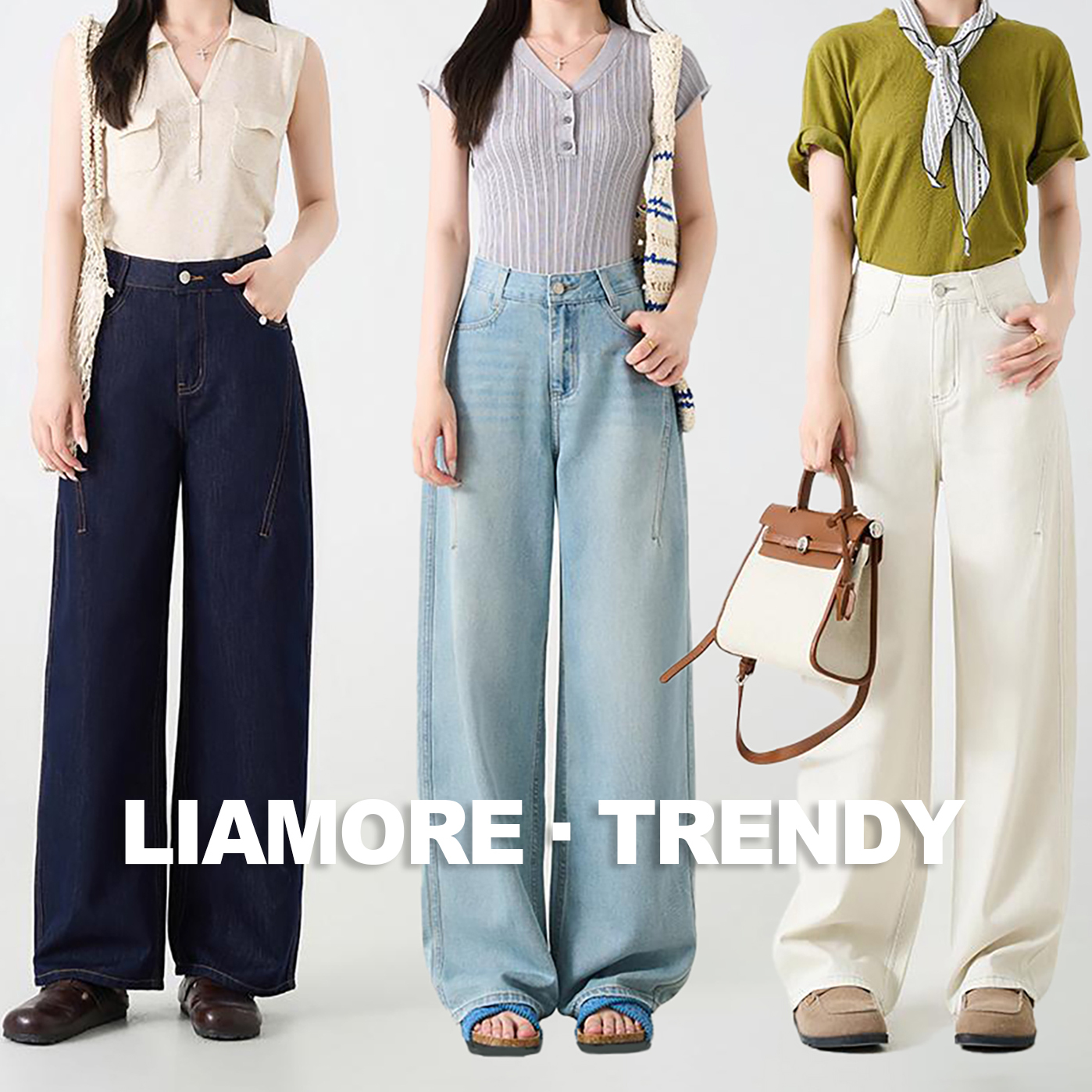 阔腿休闲牛仔裤女2025年秋新款高腰显瘦百搭慵懒垂感拖地裤