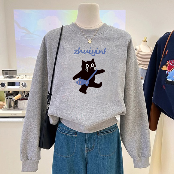 2025爆款时尚秋季百搭卫衣女装洋气遮肚子圆领宽松慵懒风外套上衣