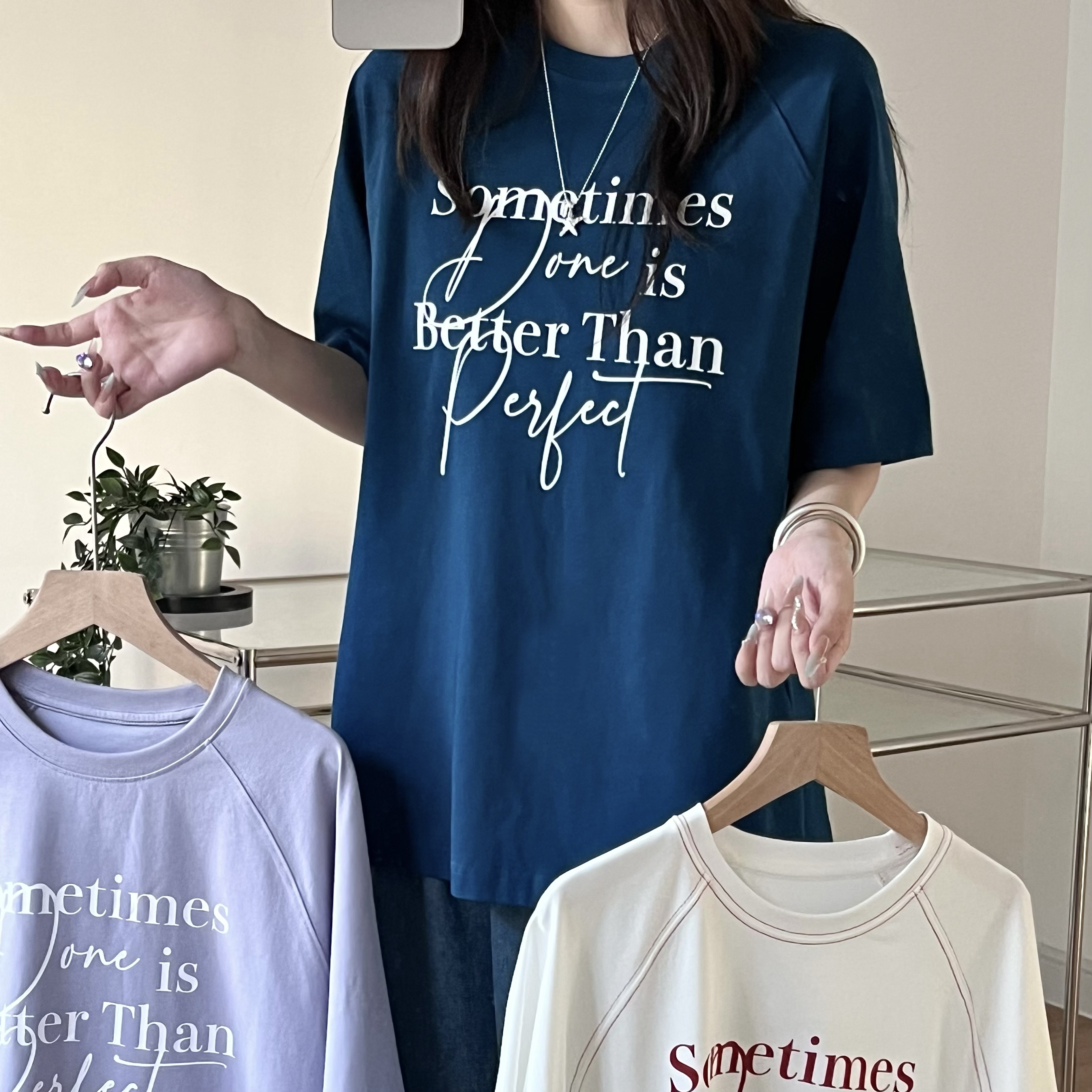 嘎子布·插肩袖宽松T！索罗娜字母印花圆领百搭ins凉感抑菌防晒显瘦