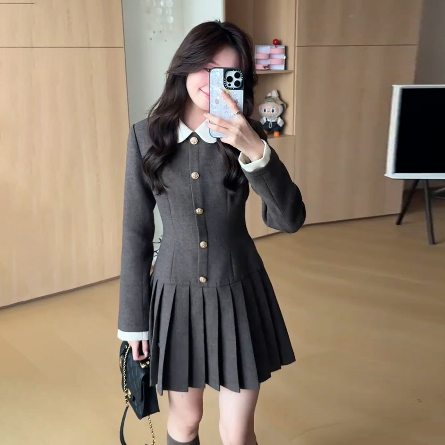 小个子香风西装连衣裙子女秋冬季千金感重要场合穿搭短裙9753